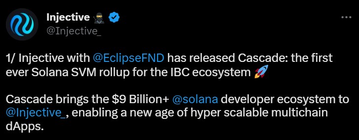 Injective Unveils Cascade: The First Interchain Solana SVM Rollup