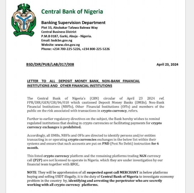  crypto circular cbn engaging institutions financial document 