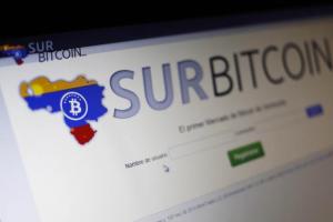 Website of bitcoin trading exchange SurBitcoin is seen on a computer in Caracas