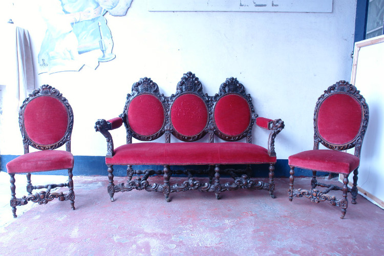 Set of Antique chairs. Oak, 1870-1900's