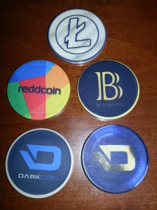 Litecoin, Reddcoin, Blackcoin and Darkcoin Poker Chips