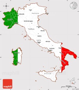 map of Italy, flag centered.