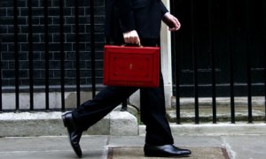 chancellor with red budget briefcase