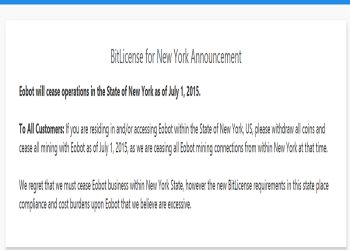 BitLicense Damage: Eobot Ceases New York Operations