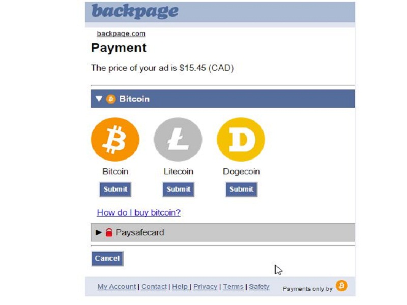 bitcoin wallet for backpage