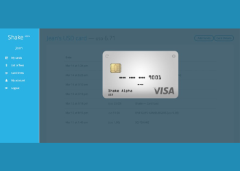 Shake VISA debit card