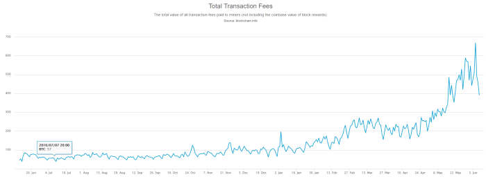 Total Bitcoin transaction fees