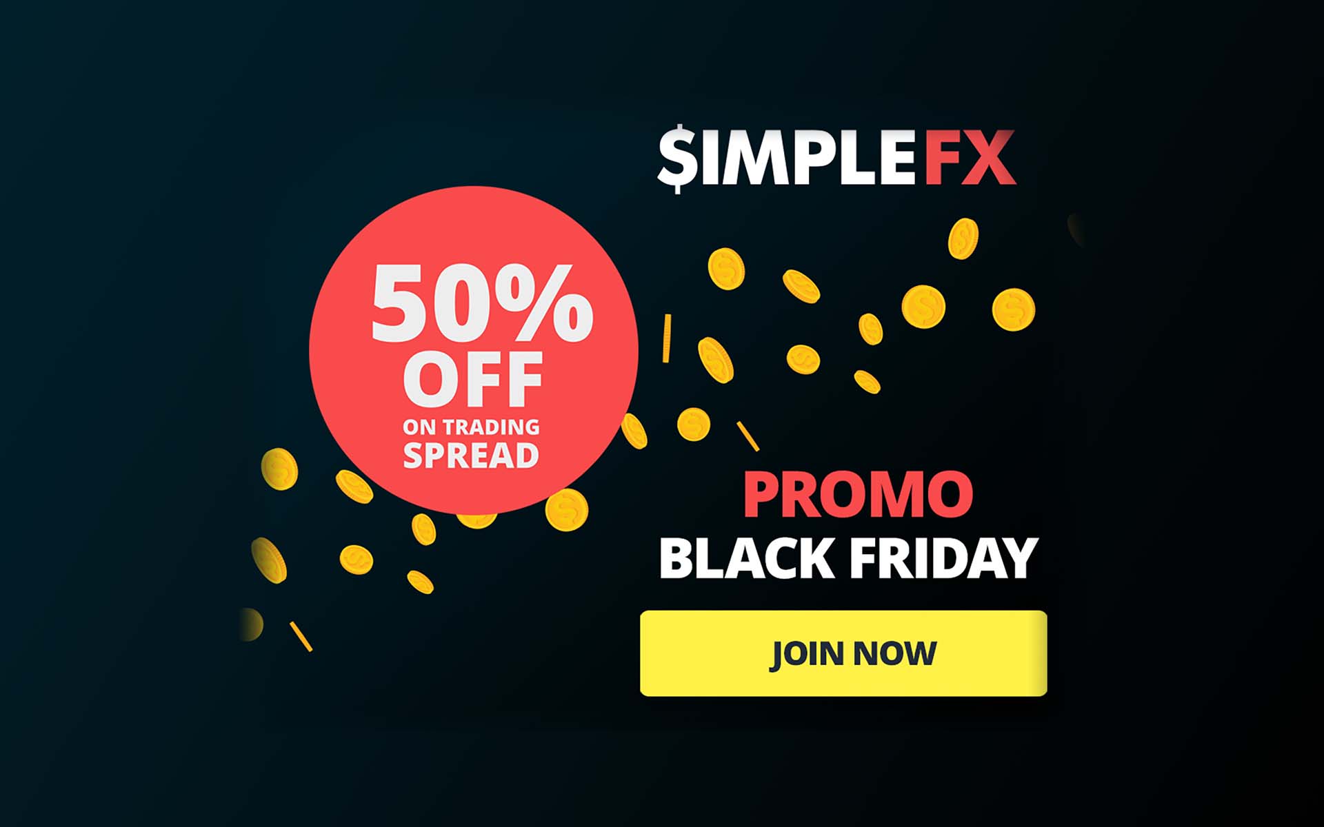Black Friday 50% OFF spreads at SimpleFX