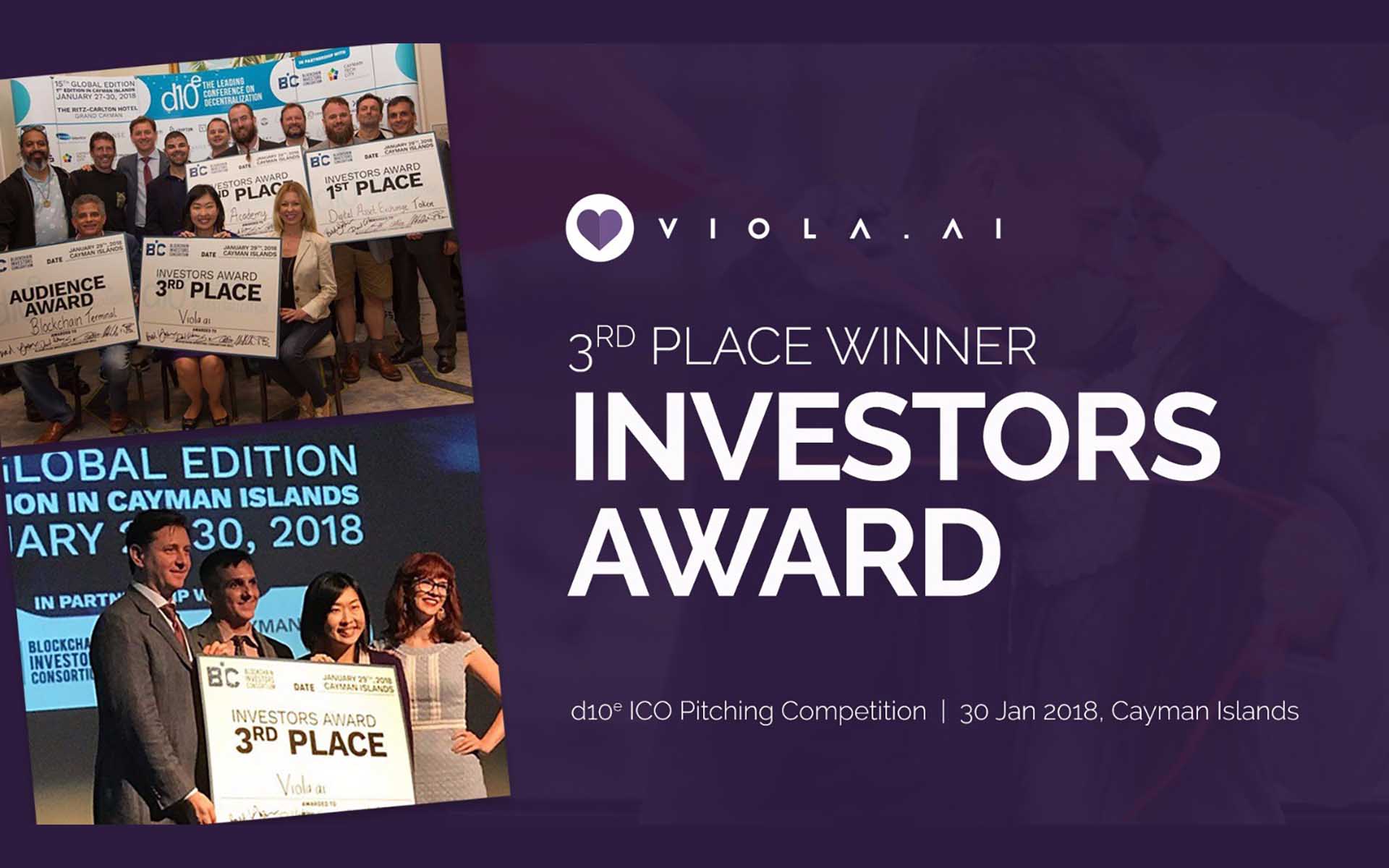 Viola.AI Wins Investor Award at d10e ICO Pitching Competition at Cayman Islands