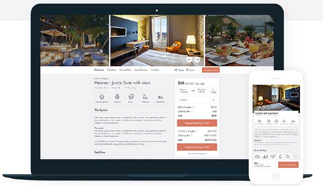 Booking accommodation with LockChain on laptop or phone is already functional. Courtesy of LockChain Ltd.
