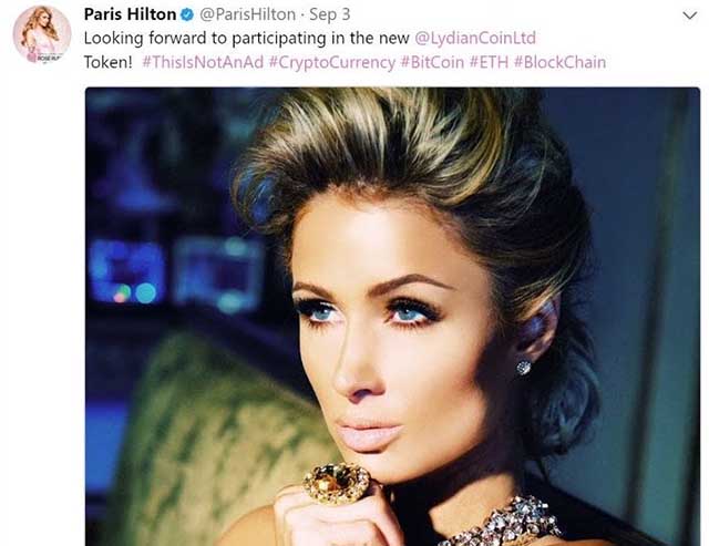 Paris Hilton promotes Lydian ICO