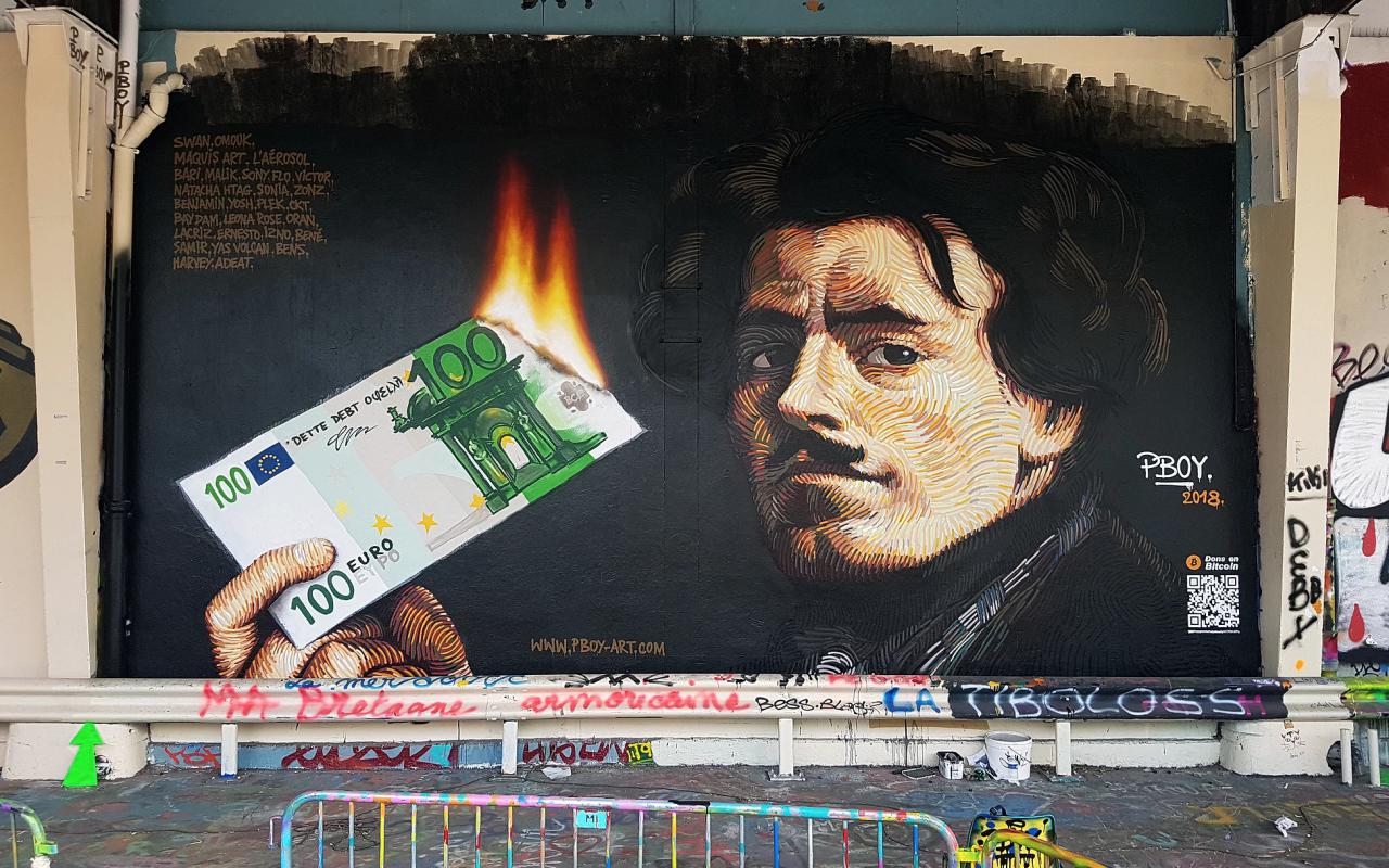 pboy bitcoin art paris protests