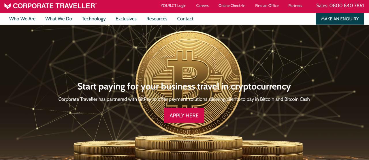 travel agency accept bitcoin