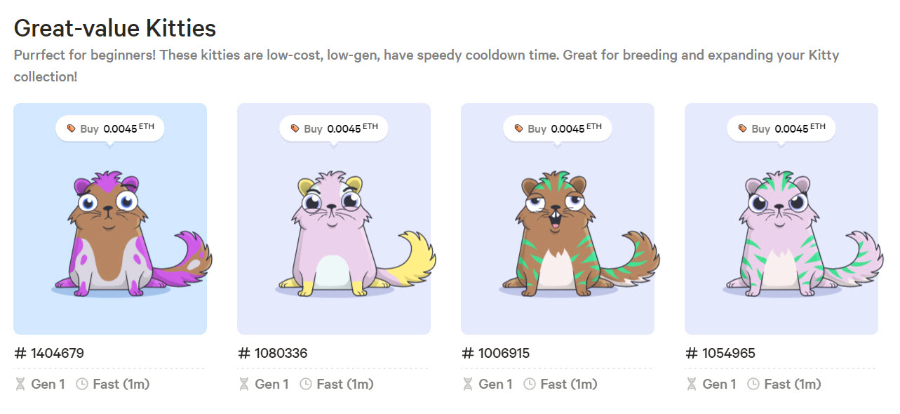 Cryptokitties on Ethereum