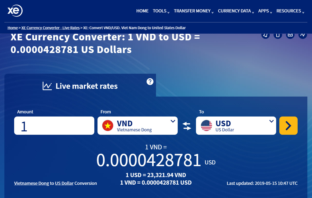 Vietnamese Dong USD