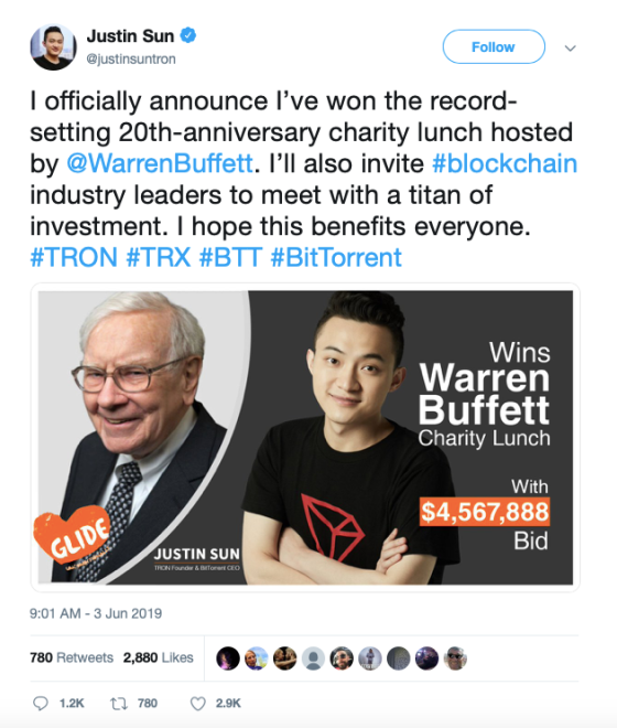 Tron Justin Sun Warren Buffett