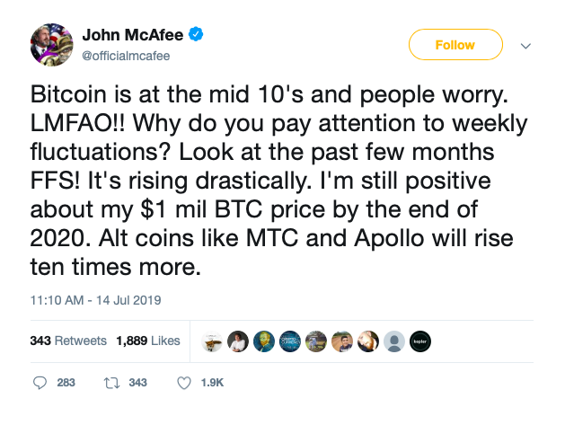 John McAfee Sticks To $1,000,000 Bitcoin (BTC) Prediction, Issues ‘Hard Date’