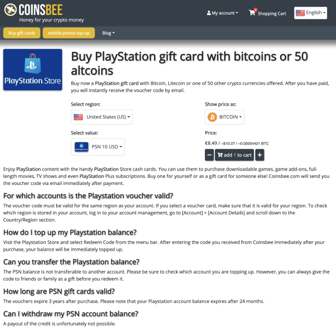 buying playstation giftcard with bitcoin and crypto