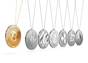 Bitcoin on Newton's cradle boosts and accelerates other