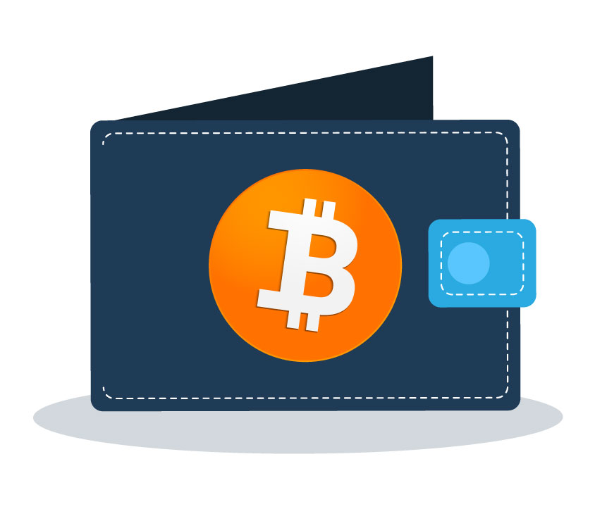 An animated image of a wallet with the bitcoin symbol on it