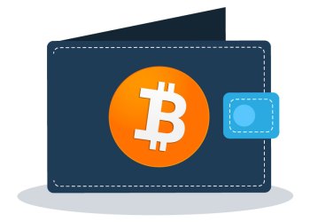 An animated image of a wallet with the bitcoin symbol on it