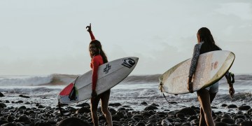 El Salvador, surfers at the beach