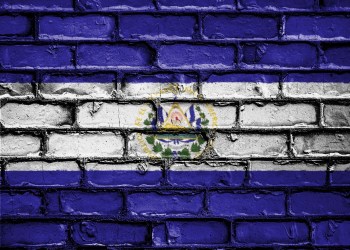 Bukele, El Salvador's flag in a wall