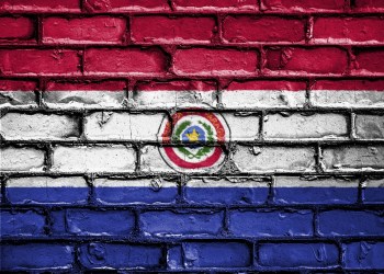Paraguay, the country's flag on a wall