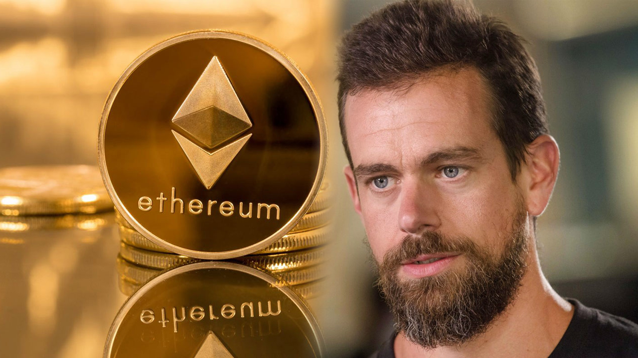 Picture of Jack Dorsey next to an Ethereum coin