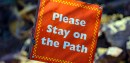 Plebs, "Plase stay on the Path" sign.