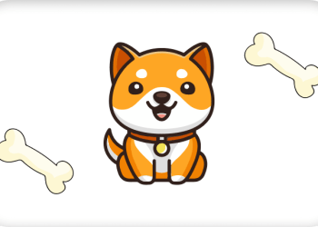 Picture of Baby Doge logo with two dog bones at either side of it