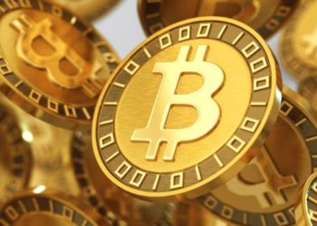 picture of bitcoins floating in the air, depicting bitcoin trading volume increasing