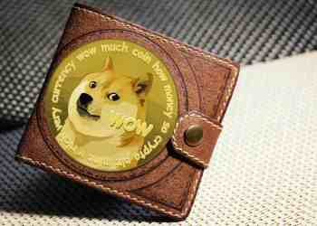 Picture of a wallet with a Dogecoin logo on it