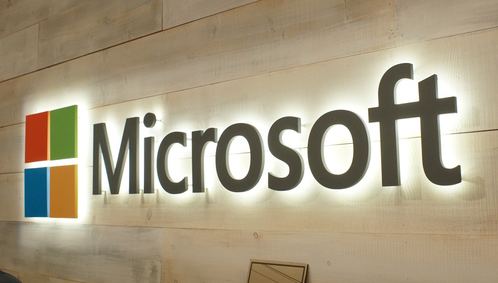 Picture of Microsoft with its logo next to it