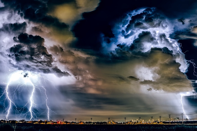 Lightning Network, a thunderstorm over a city