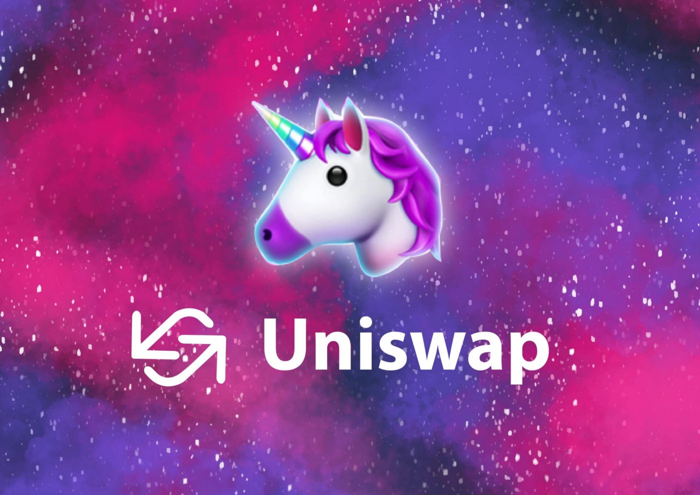Picture of a Uniswap Unicorn, with the cosmos colored behind it
