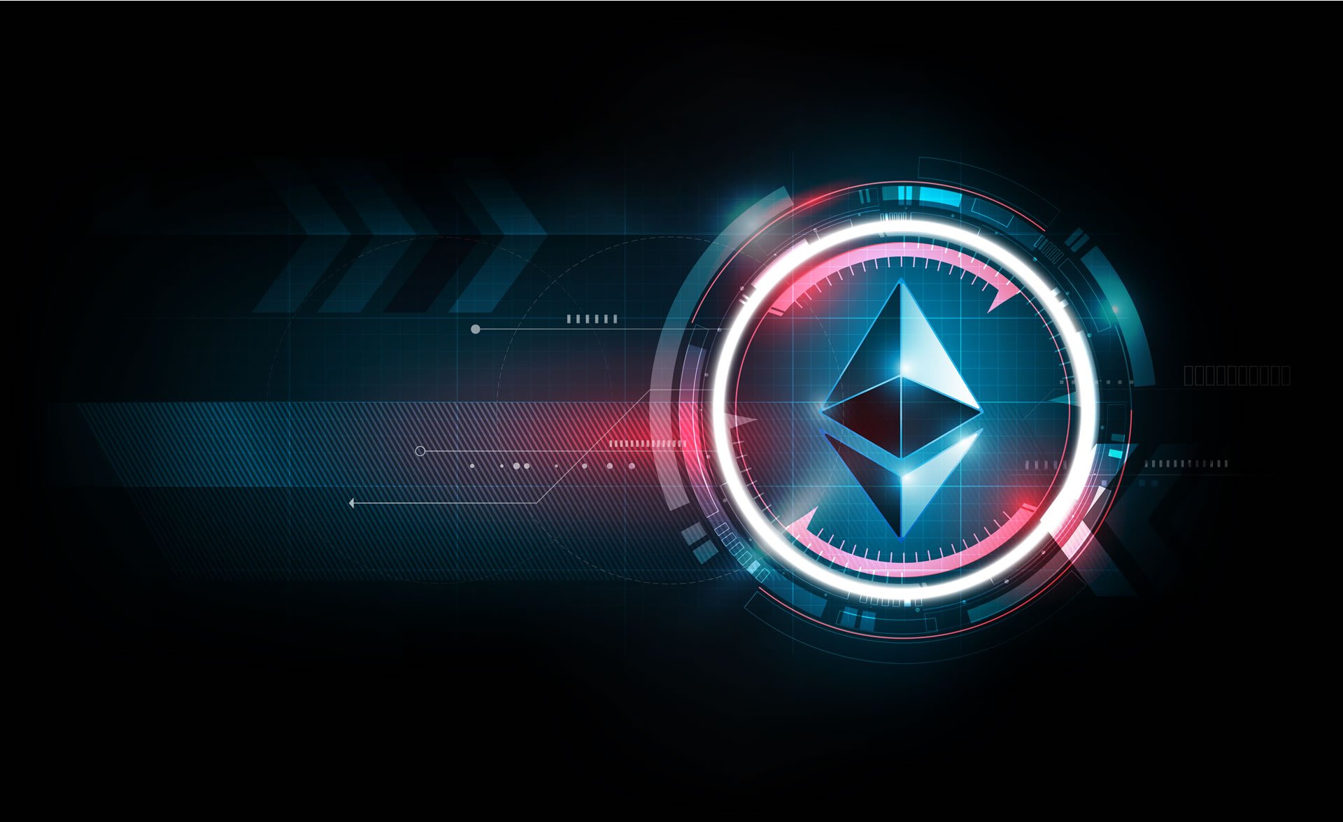 Picture of an Ethereum logo in a computer simulation