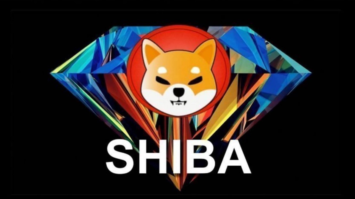 Picture of a Shiba Inu logo in front of a big diamond