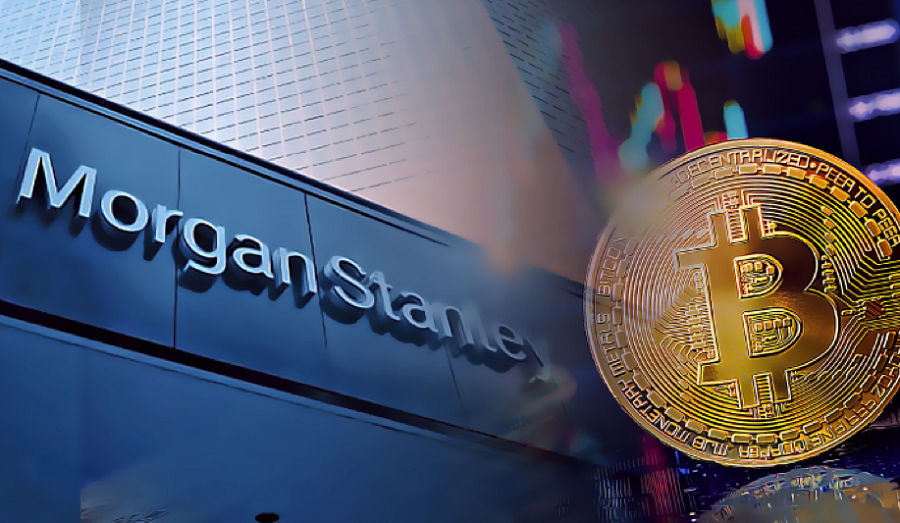 Picture of Morgan Stanley with a bitcoin next to it
