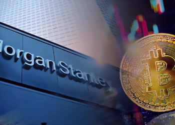 Picture of Morgan Stanley with a bitcoin next to it