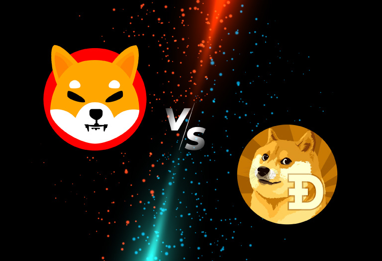 SHIB Picture of Dogecoin (Doge) versus a Shiba Inu (SHIB)