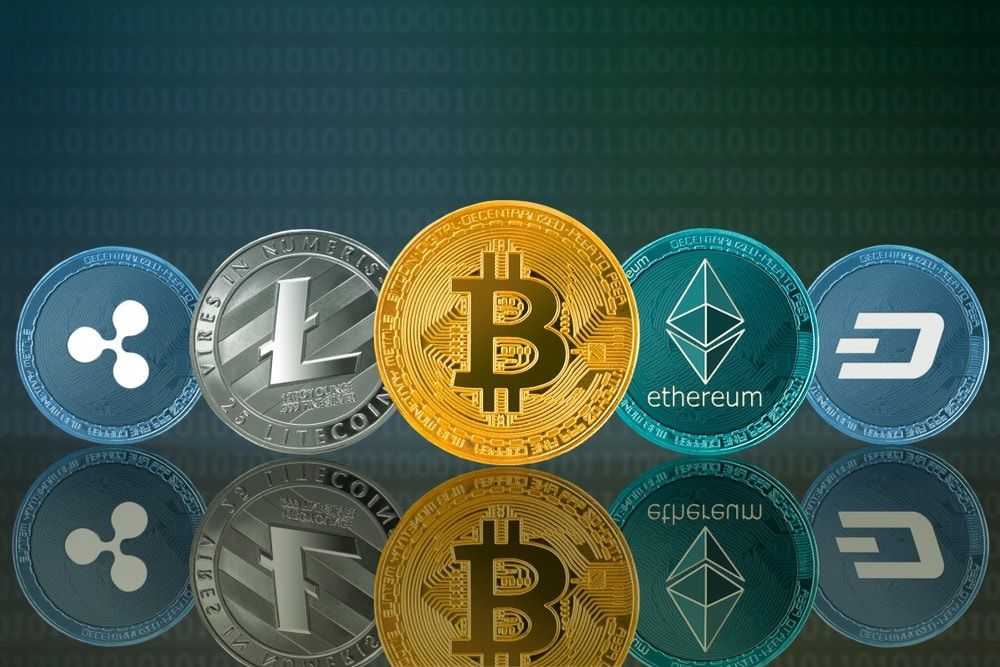 Picture of various crypto coins