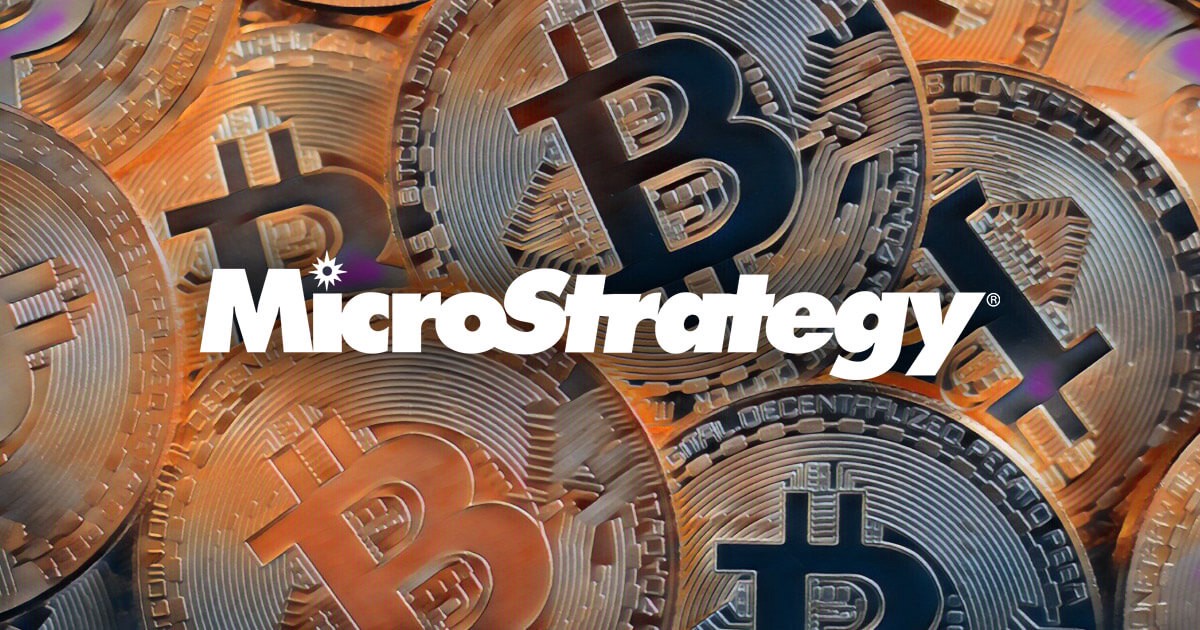 MicroStrategy with bitcoins behind it