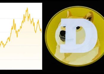Picture of a Dogecoin next to a market chart