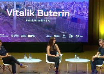 Vitalik Buterin on stage in Buenos Aires