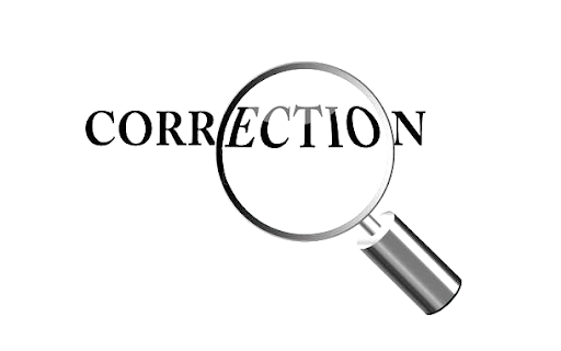 Picture of the word correction with a magnifying glass above it, representing crypto correction