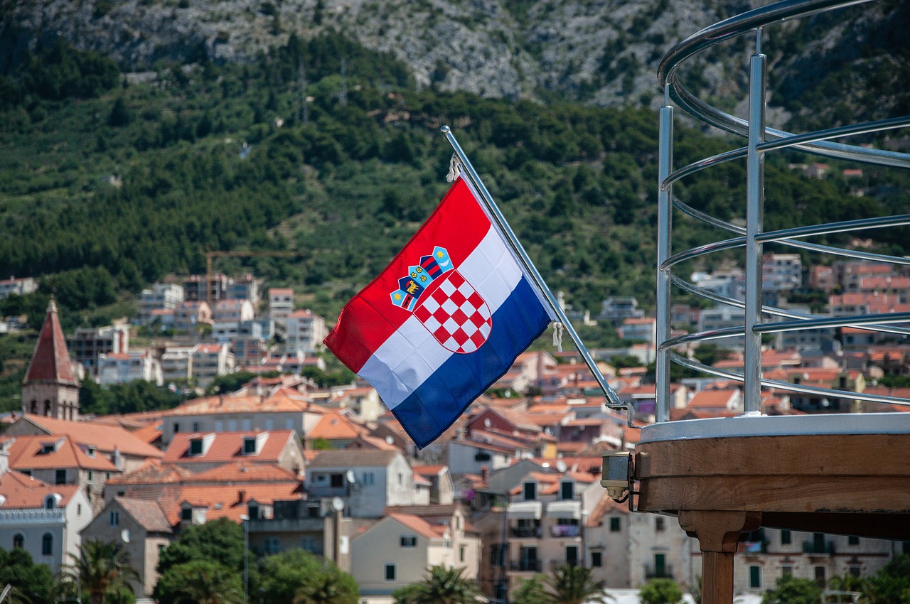 Croatia, a flag in the wind