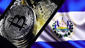 Bitcoin on top El Salvador flag