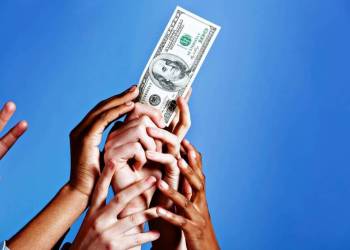 hands reaching for money