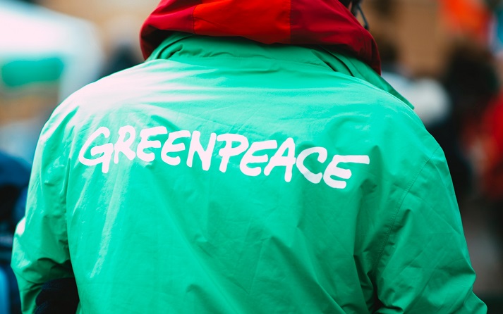 Ripple, Greenpeace logo in jacket